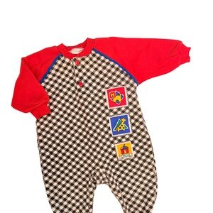 Red and Black Checkered Kids One Piece